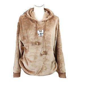 Disney Mickey Mouse Tan / Brown Fleece Hoodie 1X